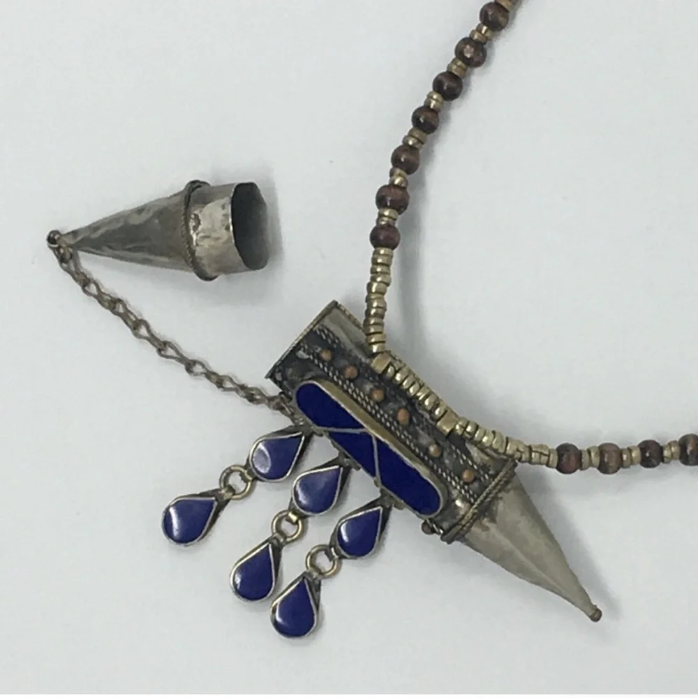 Vintage Afghani Necklace Poison Locket, Prayer Locket - Picture 5 of 7